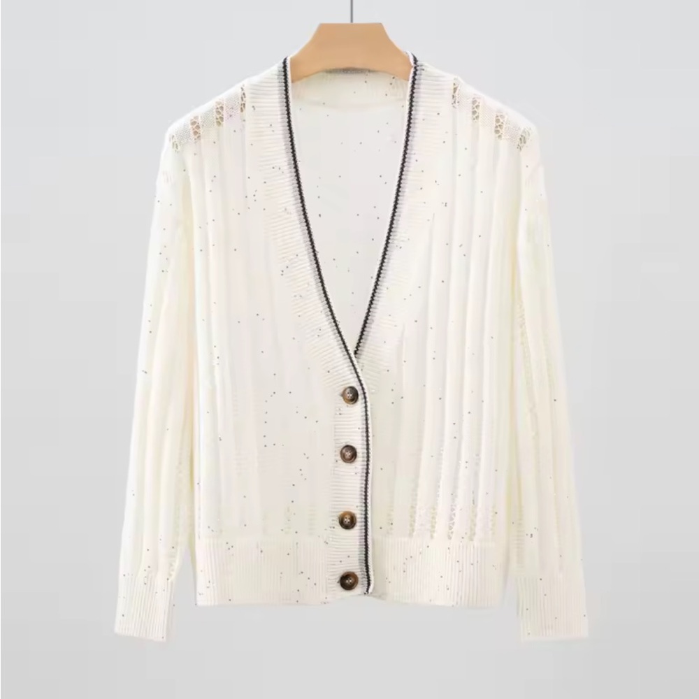 Elegant White Cardigan Sweater Brunello Cucinelli no tags size M